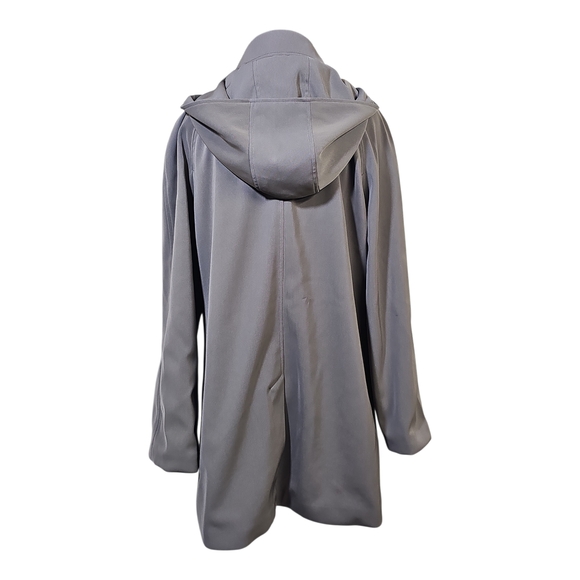 London Fog Tower Hooded Ash Gray Mid-Length Full-Zip Coat Size Medium - Picture 4 of 9